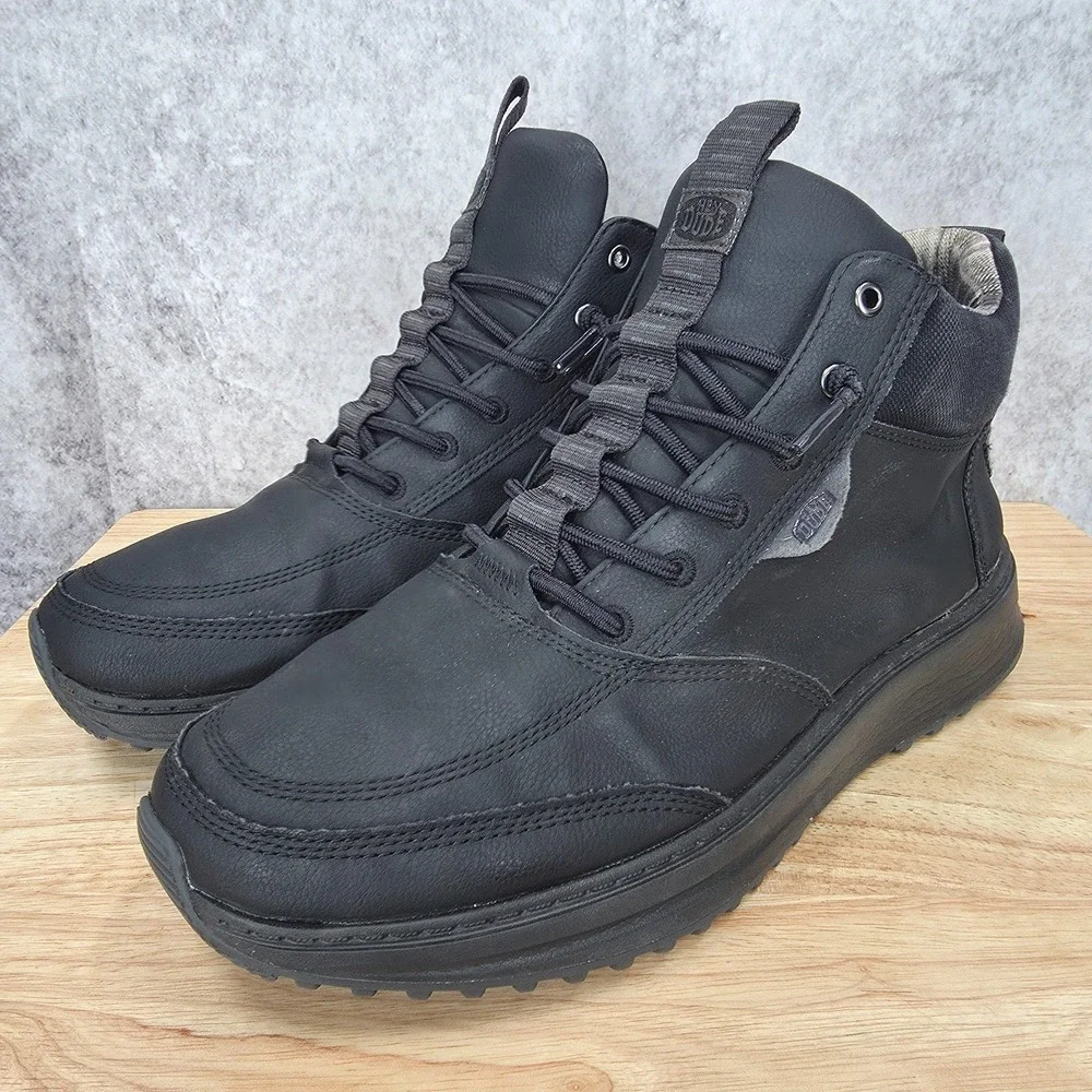 Hey Dude Tahoe Ankle Boots Mens 11 Black Classic Waterproof Sneakers 42059-001